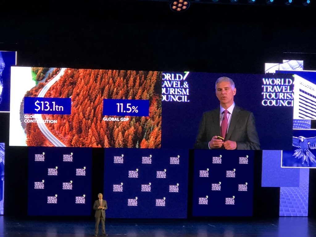 JetPinkVacation's tweet photo. World Travel and Tourism Council Global Summit 2019.  Opening Ceremony facts, over 100 million new jobs will be created over the next 10 years in the Travel &amp; Tourism sector.  That will be one in four new jobs.  We are honored to be an invited Delegate here!  #JetPink #travel https://t.co/Qv4N1hTU9c