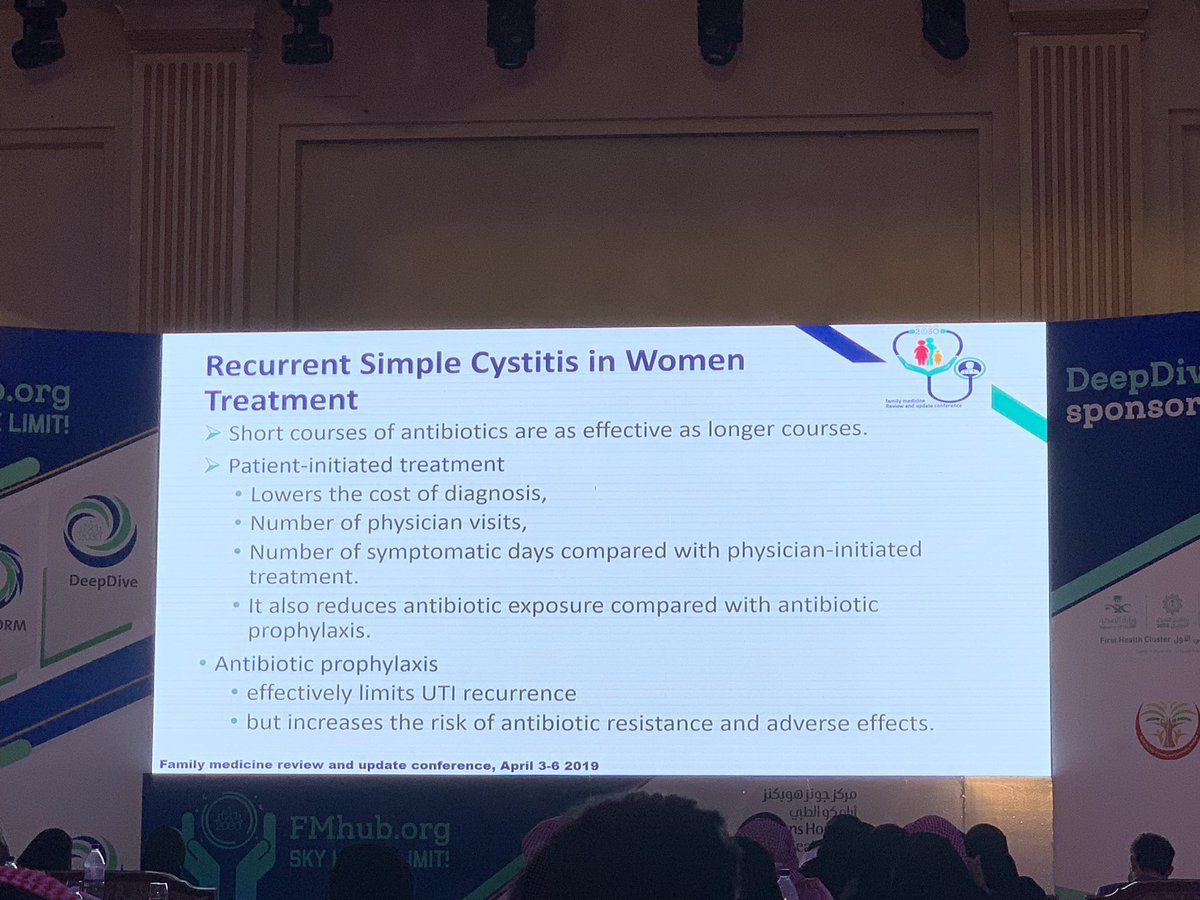 HatimOKheir's tweet photo. #DeepDiveConference  #موتمر_طب_الاسره_بالشرقيه   Interesting facts about Patient-initiated treatment in recurrent Cystitis.... So why not get our patients to do it, or at least can be done by a nurse! This can save a good number of appointments and improve access 🤔 https://t.co/b1XhdEPlVi