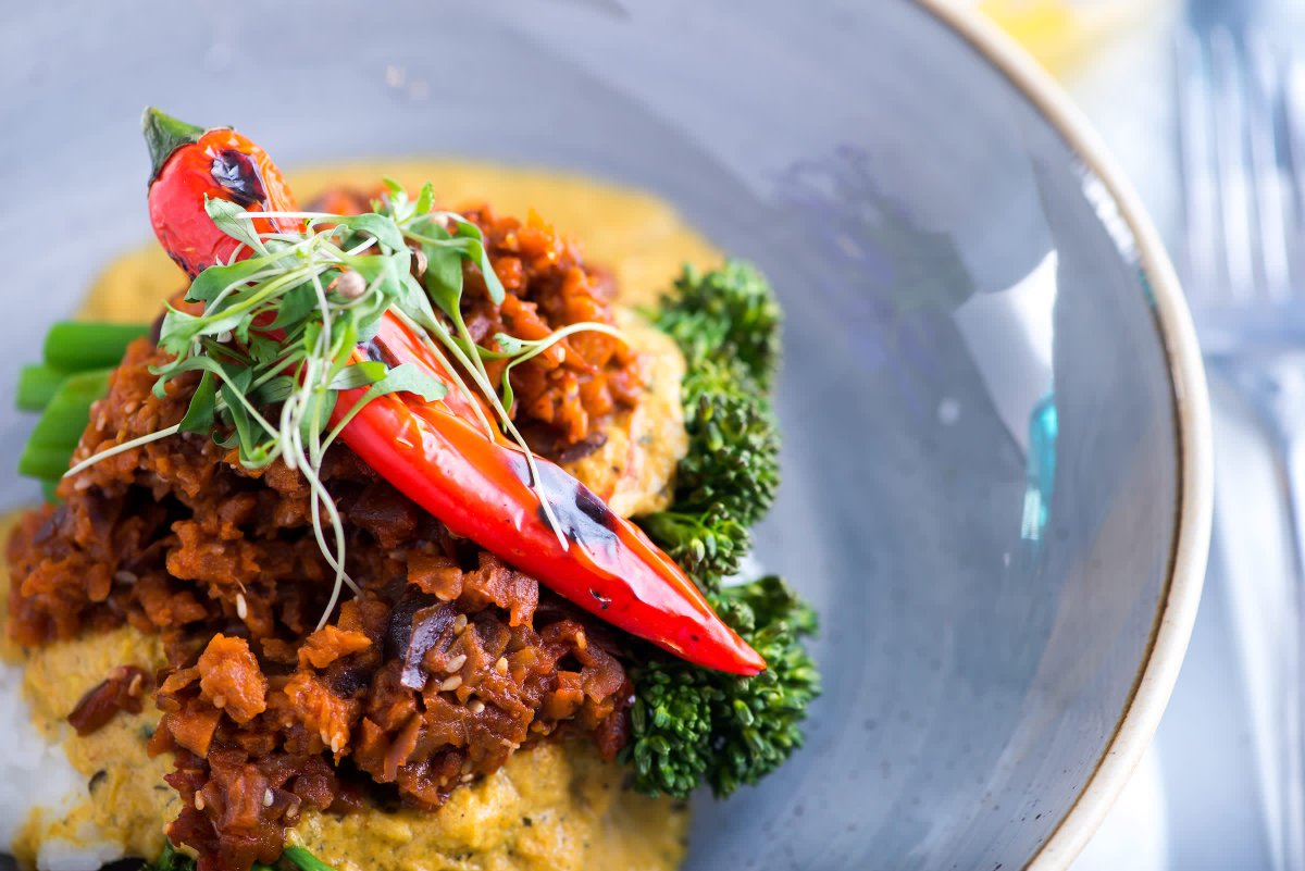 Our delicious spiced aubergine coconut curry is the perfect weekday pick-me-up. Now available on our lunch menu.