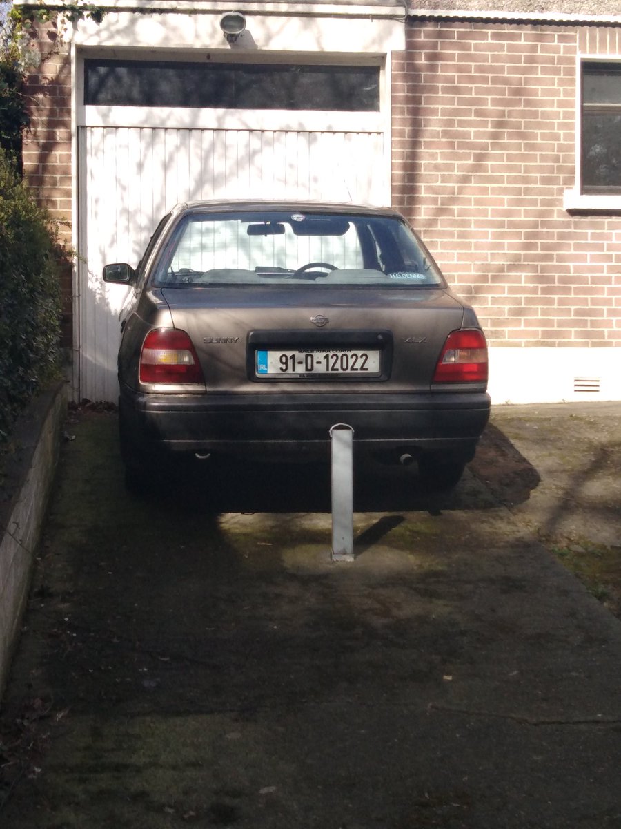 If you're ever concerned about your paranoia levels, take comfort in the fact that you're not as paranoid as this Dublin native - who has felt the need to erect a steel bollard in his driveway to deter people from robbing his 28y/old Nissan
