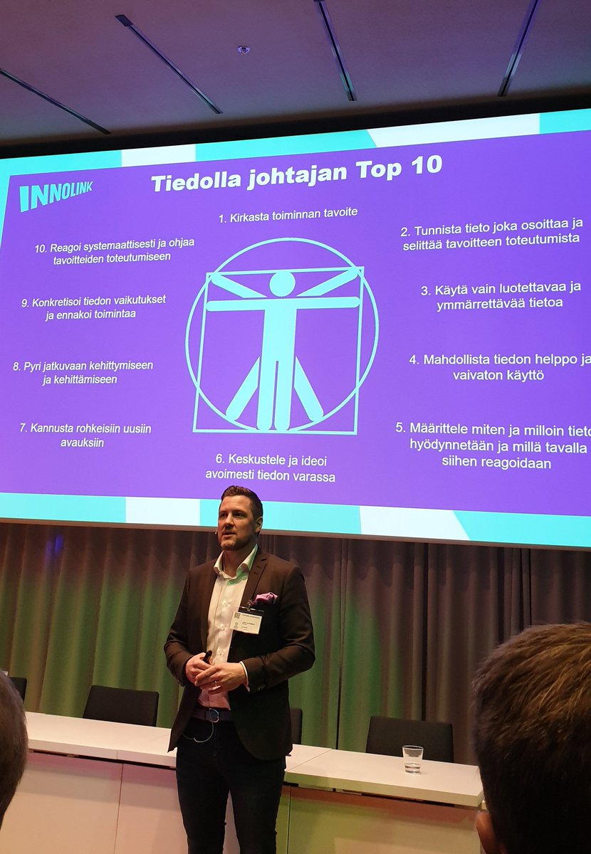 KristelSten's tweet image. Tiedolla johtajan 🔝 10! #innolink in Jani Listenmaa esittelee parhaita keinoja tiedolla johtamiseen. Kirkasta, keskustele, kannusta!
#innolink #ilmarinen #tiedollajohtaminen