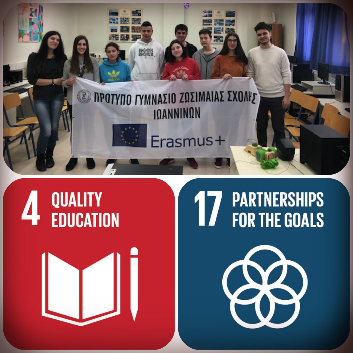 gymzosimA's tweet photo. ESN members inform #Erasmusstudents @gymzosimA about the positive
perspective for Europeans aged over 13 to study or practice in a European country. We served Goal 17: Partnerships for the Goals and Goal 4:
Quality Education #Agenda2030 https://t.co/IBi4zjo94c