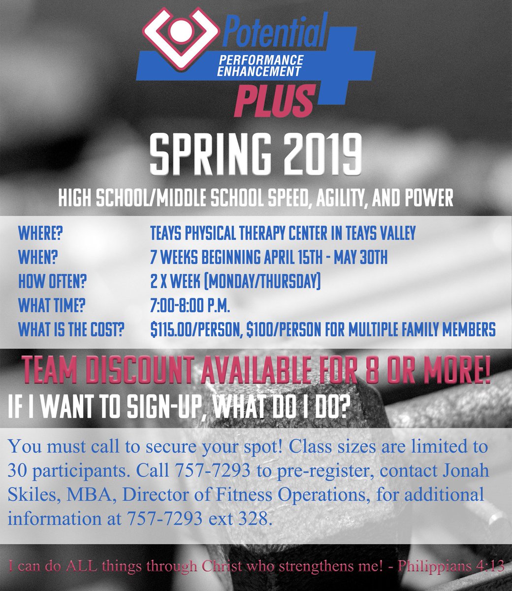 PotentialPLUSWV's tweet photo. POTENTIAL PLUS IS BACK! If you want to improve your speed, agility, power, jumping ability, etc. call to 304-757-7293 to reserve your spot now! #potentialplus #trainingathletesoftomorrow #hardwork #teaysptcenter https://t.co/y0TYUK8e02