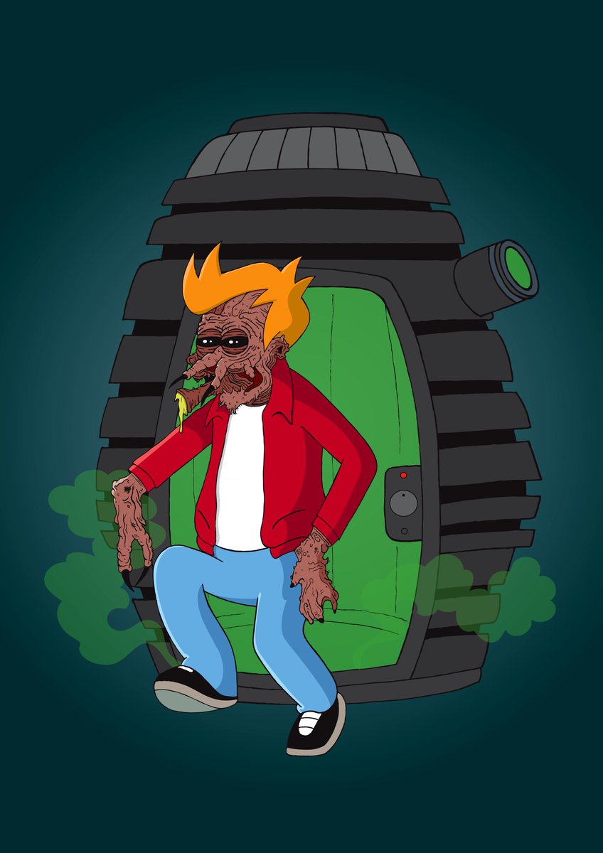 The Fly and Futurama mashup  'Brundlefry' - one of my creations for the Thumbs Mashup Month challenge. #futurama #mashups #infectedbydesign #infectedmashups #crossoverart #brundlefry #cartoonmashups