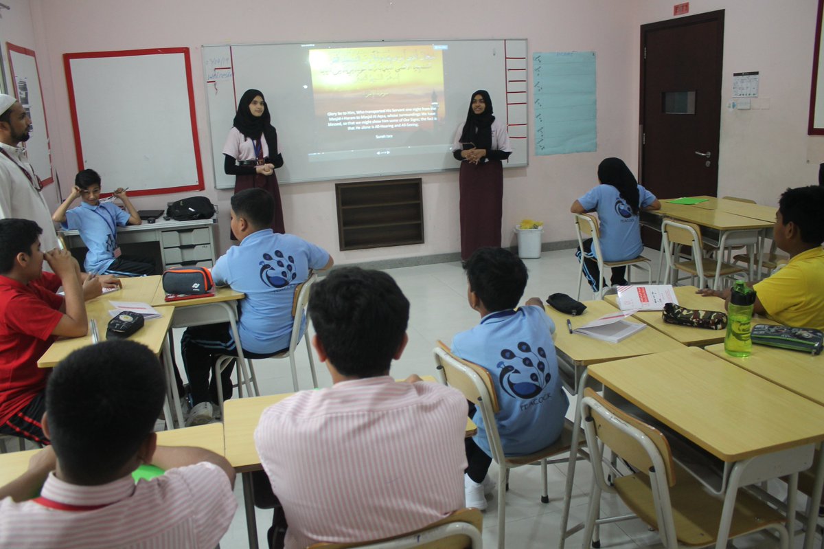 budsdxb's tweet photo. Grade 10 students observe Isra Wal Miraj through an enlightening presentation of the night that Prophet Mohammed made his journey to heaven experiencing miracles on the way .
#journeyofnight #Islamicawareness #respectforIslam @KHDA #isramiraj https://t.co/1SD5tJ8JSP