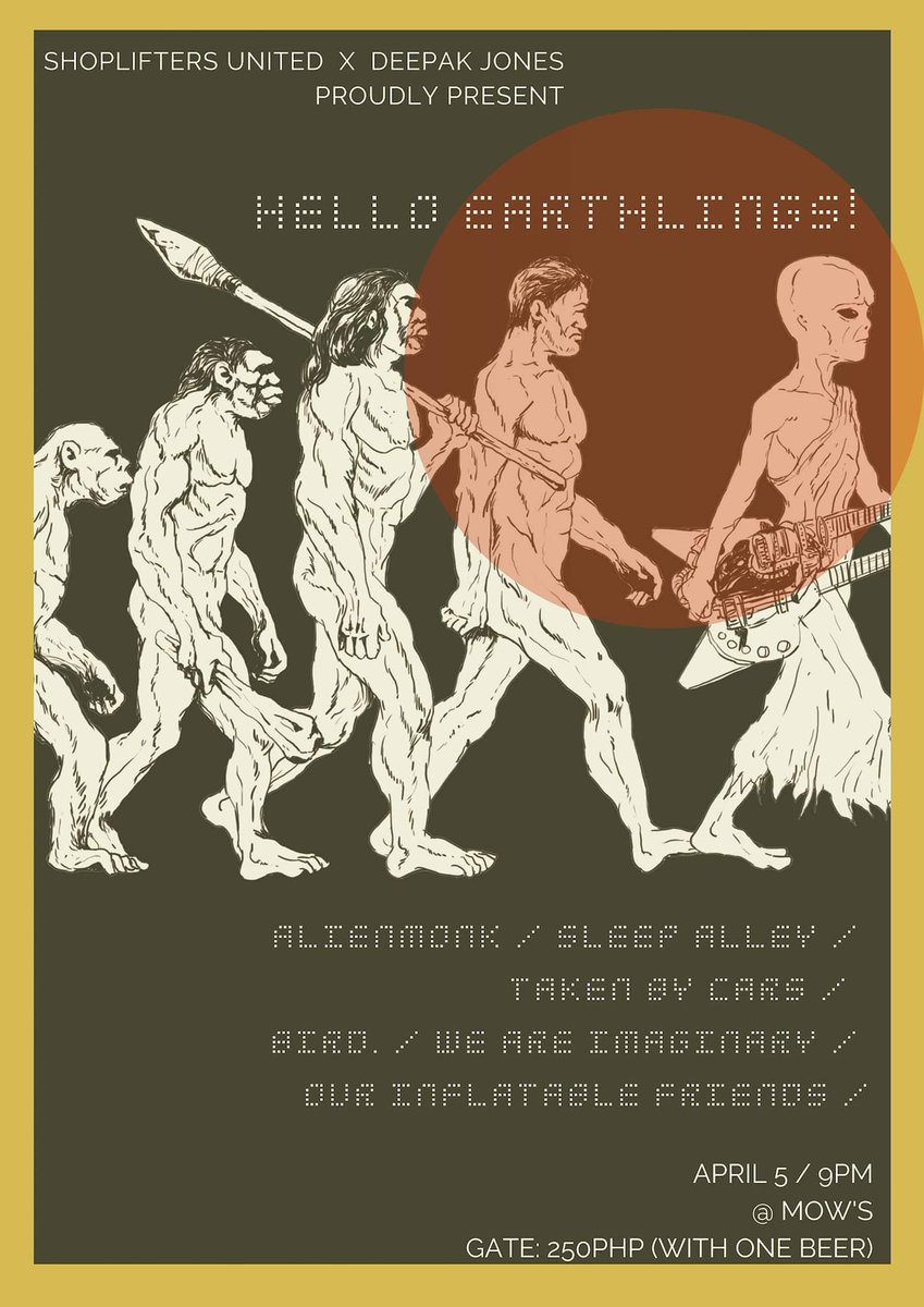 oifmnl's tweet photo. Got any plans this Friday? Head over to Mow's for Shoplifters United Presents: Hello Earthlings! We play first so come on time~ https://t.co/dWAZpq9AaO