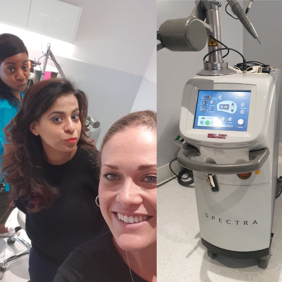 VennHealthcare's tweet photo. Second day with these lovely girls at Premier Laser - this time Spectra XT laser training. 😎
.
#Lutronic @lutronic #spectraxt #spectralaser #lutronicspectra #laser #laserfacial #laserskinrejuvenation #laserskintreatment #lasertattooremoval #vennhealthcare https://t.co/3L4mEFqMWR
