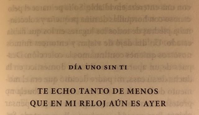 Cementedelibros's tweet photo. “Día uno sin ti:
Te echo tanto de menos
que en mi reloj aún es ayer.“
Autor: @elvirasastre  
Libro: Dias sin ti 
#cementeriodelibros https://t.co/WkIW5Sk69M
