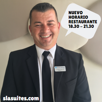 SLASuites's tweet photo. Our head waiter GEORGE informs you that we have changed the opening time of our restaurants for dinner ๐ฅ๐ท
โก๏ธFrom tonight it is from 6.30pm till 9.30pm ๐
#summeriscoming #newopeningtime #restaurants #neptuno #poseidon #lanzarote #sentidoaequora https://t.co/tj9usF2C8F