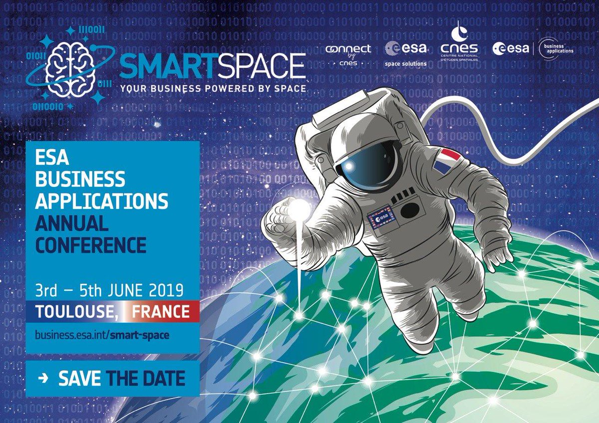 🛰️💼In 2 months entrepreneurs, investors, companies and startups will be in Toulouse for the #SmartSpace event, organised by <a href="/ESAbusinessapps/">BusinessApplications (Now ESA Space Solutions)</a> and <a href="/CNES/">CNES</a>.
Interested? Check out our website: ow.ly/I35l30nEE7m