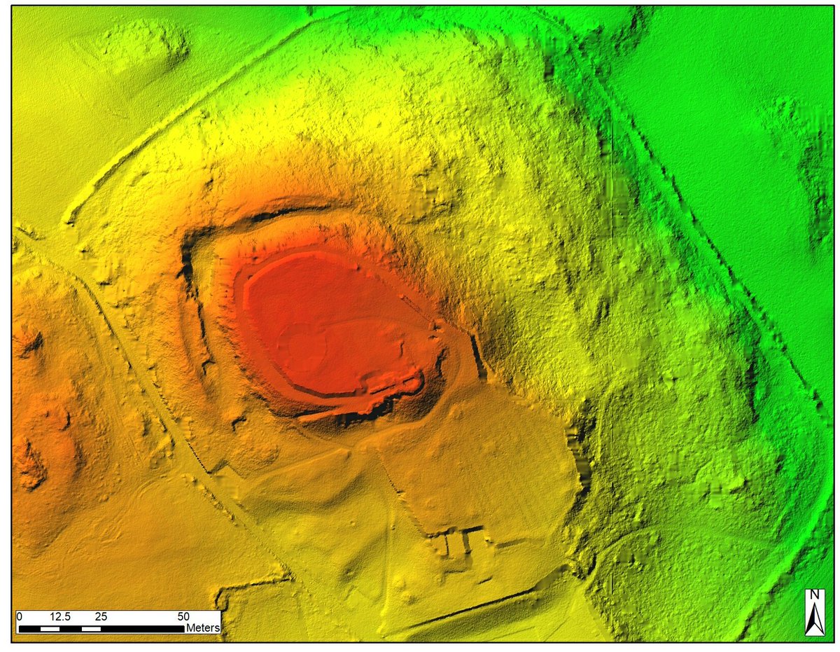 DTM shaded relief of Dundrum Castle, Dún Droma, 'hillfort of the ridge'.
Lidar data: OpendataNI
#archaeology #NorthernIreland #landscapearchaeology #heritage #lidar #HillfortsWednesday