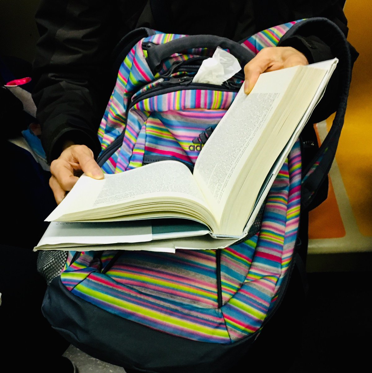 zinken's tweet photo. Colorful #metroreading of ‚Becoming‘ by @MichelleObama https://t.co/X0NHVB5WWk