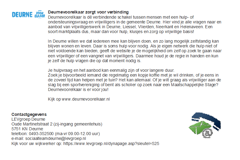 Deurnevoorelk's tweet photo. Bij deze de kwartaal nieuwsbrief voor vrijwilligersorganisaties
en andere geïnteresseerde. https://t.co/751stmUVy2