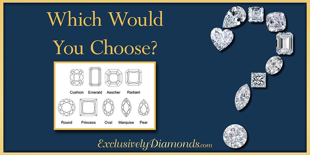 ExclusivelyMN's tweet image. What is your favorite shape? Diamond shapes can express one's personality and individual flair. Visit our Diamond Search at ExclusivelyDiamonds.com/Diamonds.
#Diamonds #DiamondShape #DiamondCut #Oval #Round #Asscher #Pear #Emerald #Radiant #Princess #Marquise #Cushion