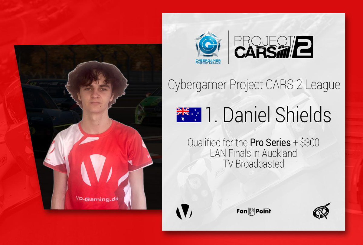🏆 First place for @VP_norfolkblue in Season 1 of the @CyberGamerAUS Project CARS 2 league! 

He not only won $300, he is also qualified for Season 2 with a total prize pool of $8000 and offline finals in Auckland. 👏