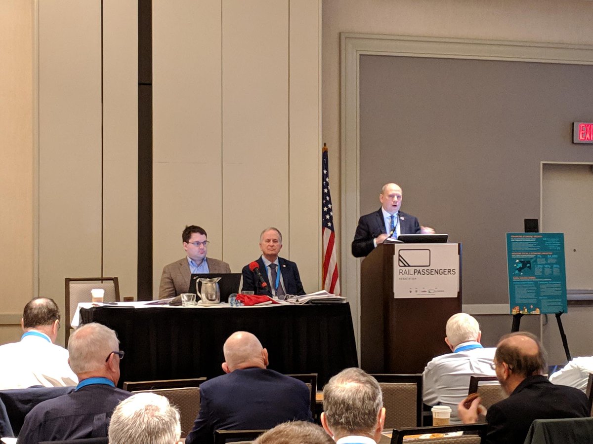 narprail's tweet photo. Advocacy Works! Rail Passengers President Jim Mathews opens the last day of #RailNation with his 2019 Presidential Report. #railnationdc #blueprint2020 https://t.co/r0W7rBfRb5