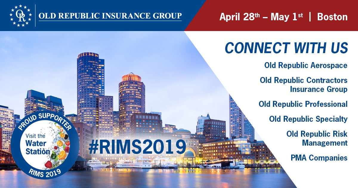 oldrepublicpro's tweet photo. #RIMS2019 is less than a month away! @OldRepublicIns is the exclusive sponsor of the water hydration station. Visit us at booth 629. Watch for updates on each of our companies over the next few weeks. https://t.co/NIESb6h8s1 https://t.co/sjVjagavK6