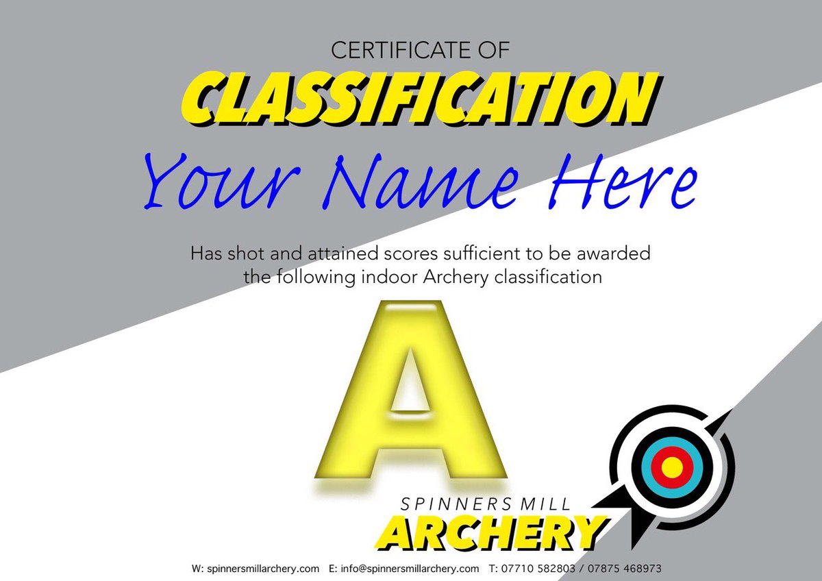 Spinners Mill Archers is running the ArcheryGB Classification scheme for all its members. The scheme awards Archers with badges and certificates as they improve. #archery #indoorArchery