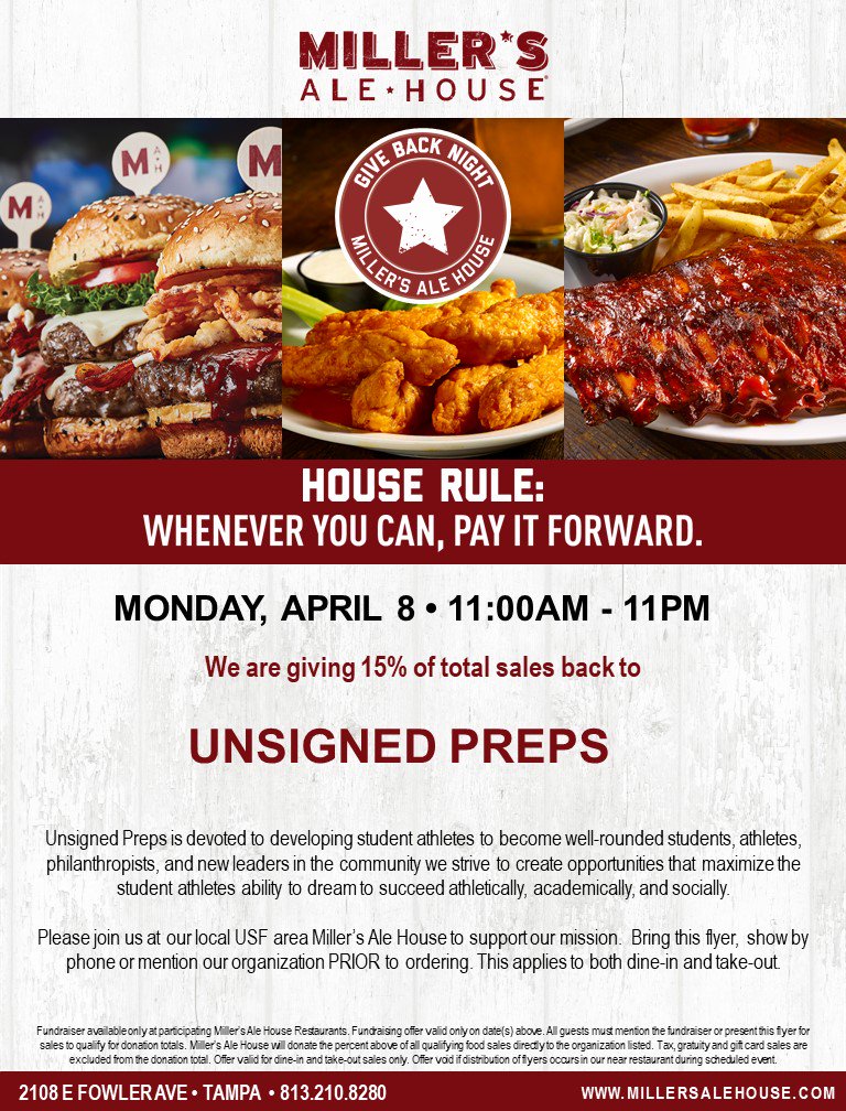 his_star4life's tweet photo. Go get your eat on for a good cause. #UPFam #UPFam14U #UnsignedPreps #MillersAleHouse https://t.co/Off3gNgUsC