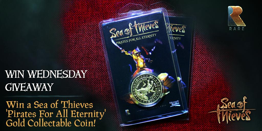 SeaOfThieves's tweet image. Two shiny 'Pirates For All Eternity' Gold Collectable Coins are up for grabs in this week's #WinWednesday giveaway! Want in? Just follow us and RT this post to add your name to the mix!  Winners randomly selected at 4pm BST tomorrow.