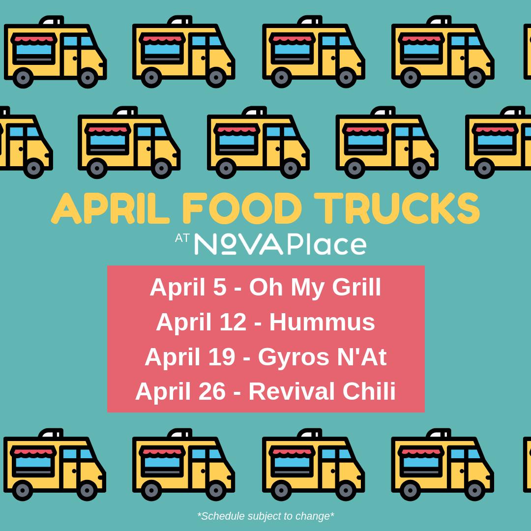 NovaPlace's tweet photo. Food trucks are back! Check out the schedules for April at Nova Place, as well as outside our Isabella Street property just two blocks away!
#Pittsburgh #FoodTrucks #Food #Northside #Northshore #NovaPlace #ThisIsThePlace https://t.co/YJIfLfZbCz
