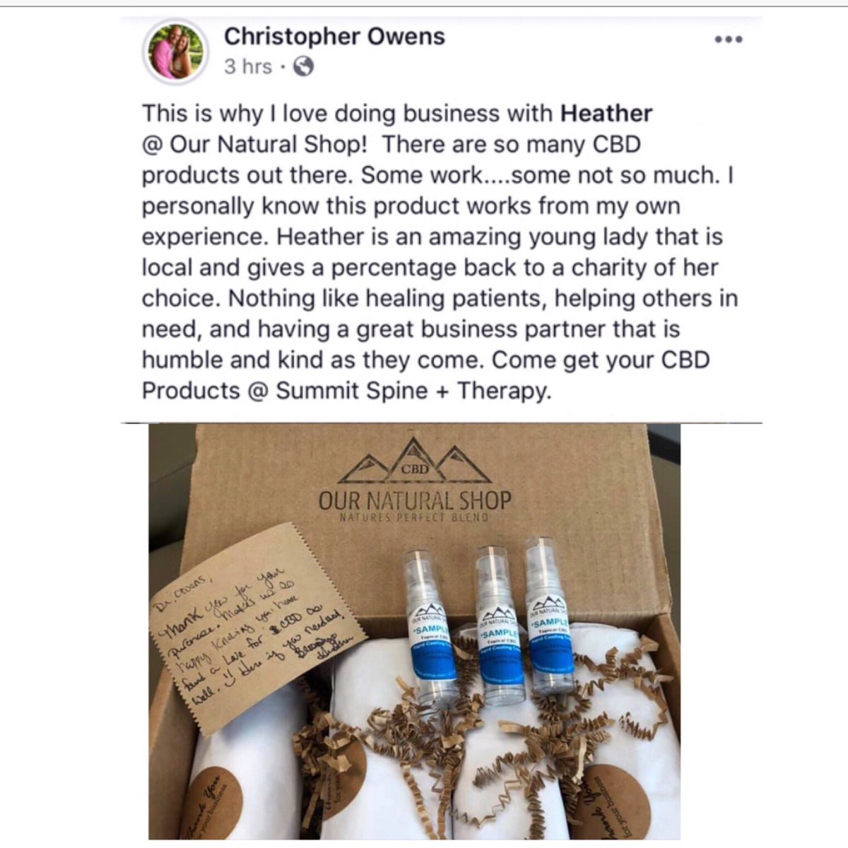 OurNaturalShop's tweet photo. We are thrilled to announce we will be offering our products at Summit Spine & Therapy with Dr.Christopher Owens . -They are a fantastic team!
#ONSCBD #CBD #podcast #Cannabinoids #NextUp #NaturalRelief #IndyFitnessMag #sports #Chiropractor #Integratedhealth
#Health #Movement https://t.co/O9VPmpW0t4
