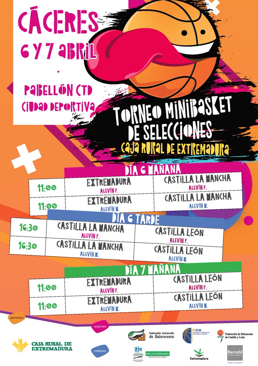 FExB's tweet photo. Te invitamos al Torneo de Minibasket @CajaRuralEx donde participarán las Selecciones de @fbclm @FBCyL y @FExB.
📆 6 y 7 de abril
📍 Ciudad Deportiva de Cáceres @CTD_cdcaceres
Colaboraciones especiales de @DXTextremadura @barcelohoteles Cáceres
Toda la información @FExB .es https://t.co/xajNlBVG5x