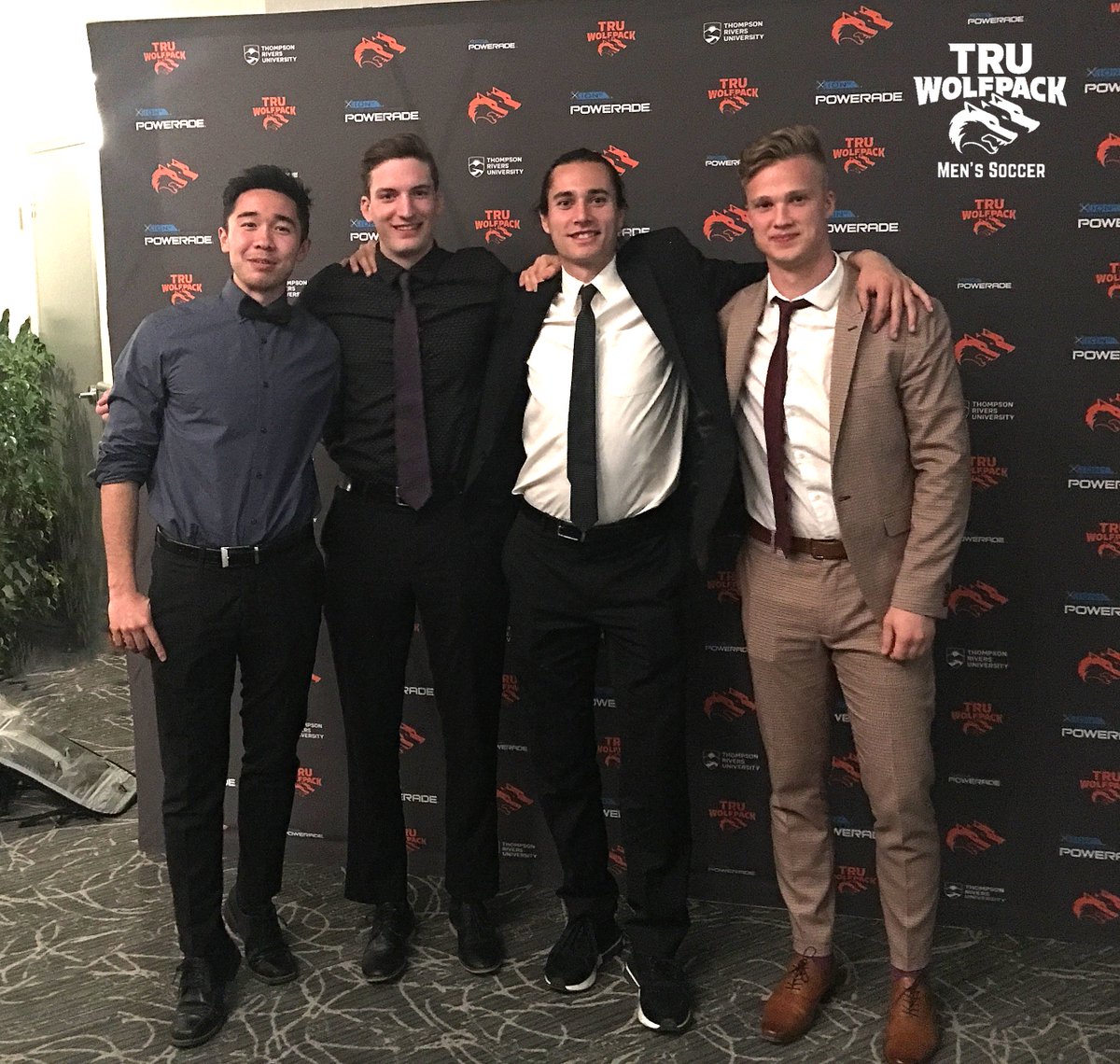 TRUMSOC's tweet photo. ๐บโฝ๏ธ // ๐จ๐๐๐๐๐๐๐ ๐ฉ๐๐๐๐๐๐ // Last night was the annual end of year TRU WolfPack Awards Banquet' held on campus! It was great to see our newly added alumni and graduating players Finlay, Jason, Thomas, and Mitch honoured for their time with the program! #TRUMSOC https://t.co/uqabuAOfI8
