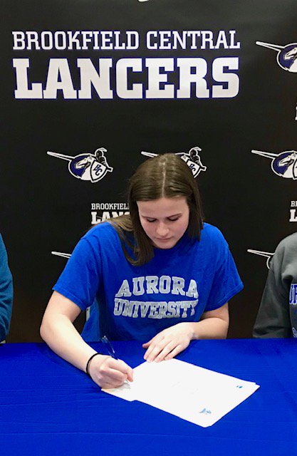 BCHSAAD's tweet photo. Congrats @LexiRayborn on signing your letter of commitment to play softball @AuroraU next year!  @BrookCentralSB @LancersBoosters https://t.co/uodWt3erYI