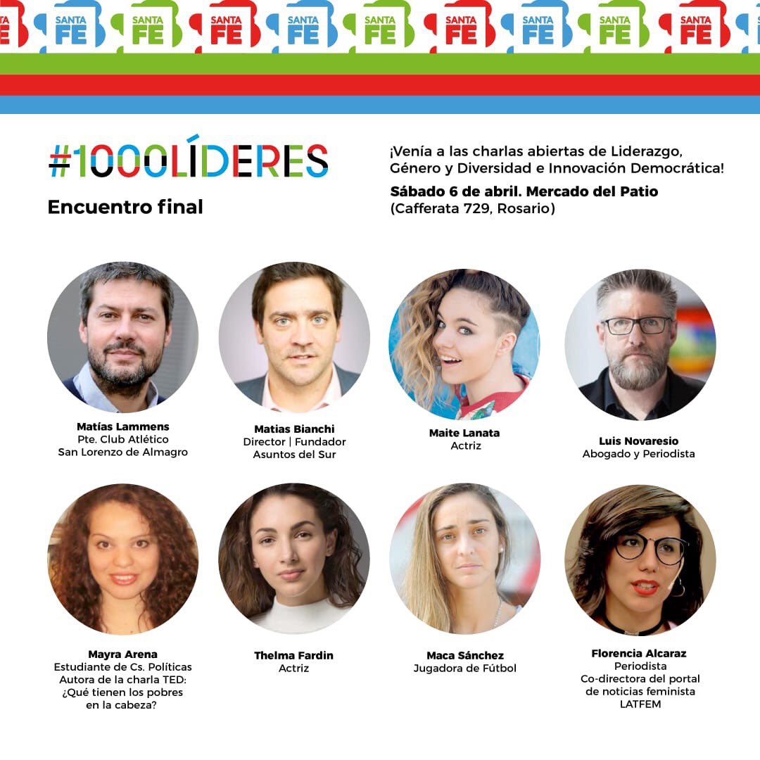 Este sábado estaremos junto a nuestros #1000líderes en el Encuentro Final del Diplomado en Innovación Democrática👏🏽

Acompáñanos en las charlas abiertas sobre #liderazgo, #género, #diversidad e #innovación. 

📍Rosario, Santa Fe 🇦🇷 

¿Quién nos acompaña? 👇🏾