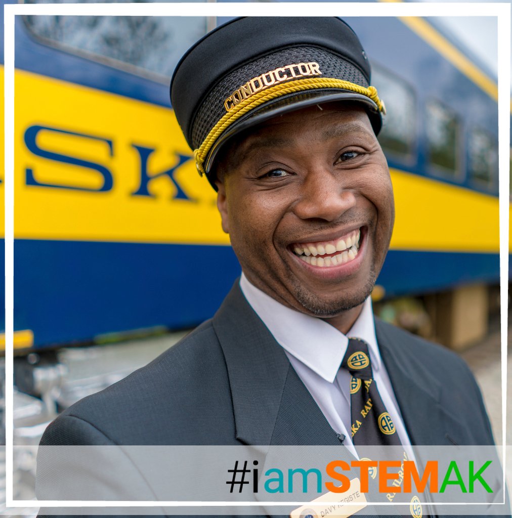 Davy was studying computer science at KCC when he realized he didn’t want to be in an office all day. He pursued his interest in STEM & became a railroad engineer. Today he uses STEM to showoff the state he loves. #iamSTEMak #choochoo #allaboard #alaskarailroad @alaskarailroad