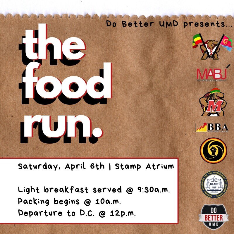 DoBetterUMD's tweet photo. Come out and #DoBetter this Saturday at our Food Run! A light breakfast will be served at 9:30am, packing starts at 10, and we'll be heading out at 12 to distribute the meals &amp; toiletries to the homeless in DC🌟

Sign up: https://t.co/iRwqDx8as8 https://t.co/vkMQBVg6m1