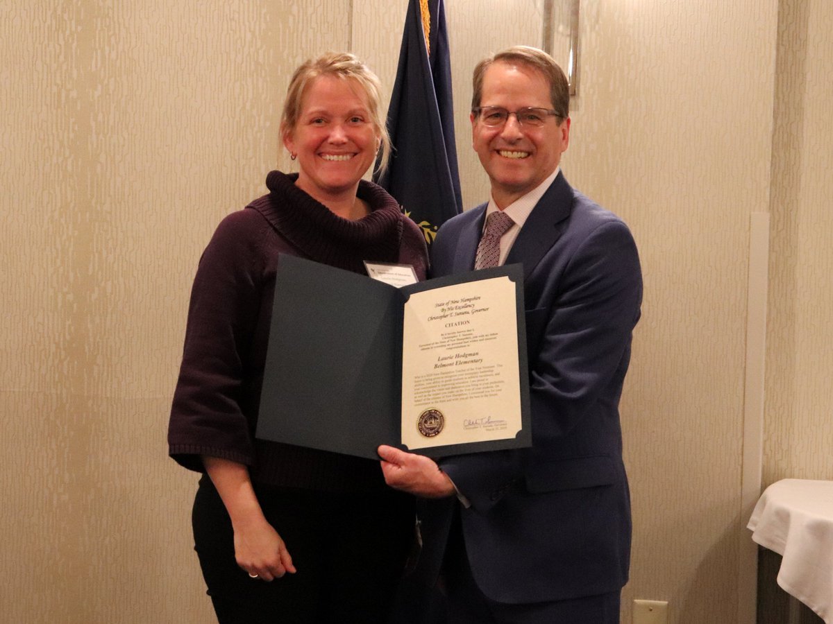 NHDeptEd's tweet photo. Laurie Hodgman, a first grade teacher at Belmont Elementary School, has been nominated for Teacher of the Year for 2020 in NH. #NHLearns #STOY20 @ShakerRegional https://t.co/WulGwVzkM2