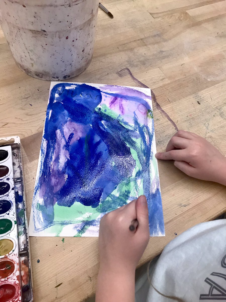 SequoyahArt's tweet photo. Hopefully saying goodbye to cool weather with these kindergarten cool color paintings 😎 https://t.co/yURyEyAOre