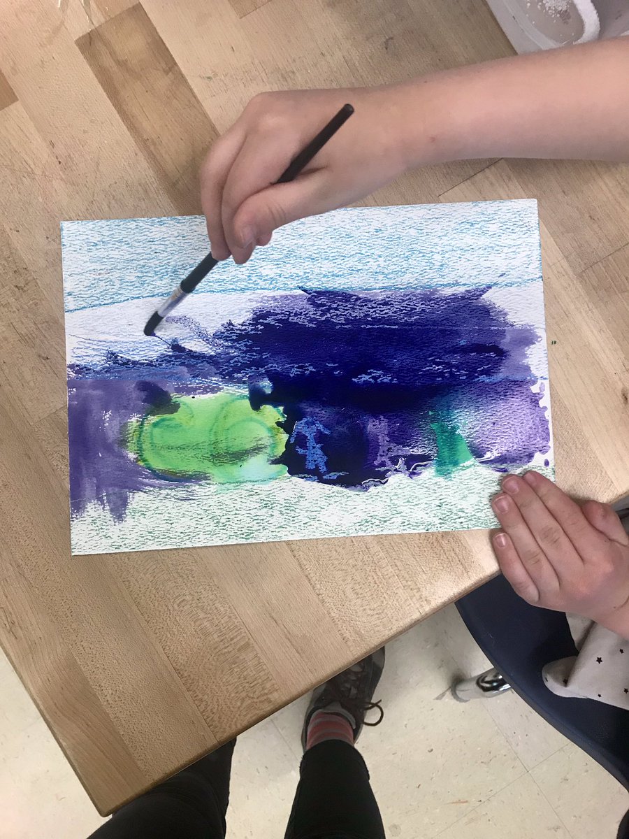 SequoyahArt's tweet photo. Hopefully saying goodbye to cool weather with these kindergarten cool color paintings 😎 https://t.co/yURyEyAOre