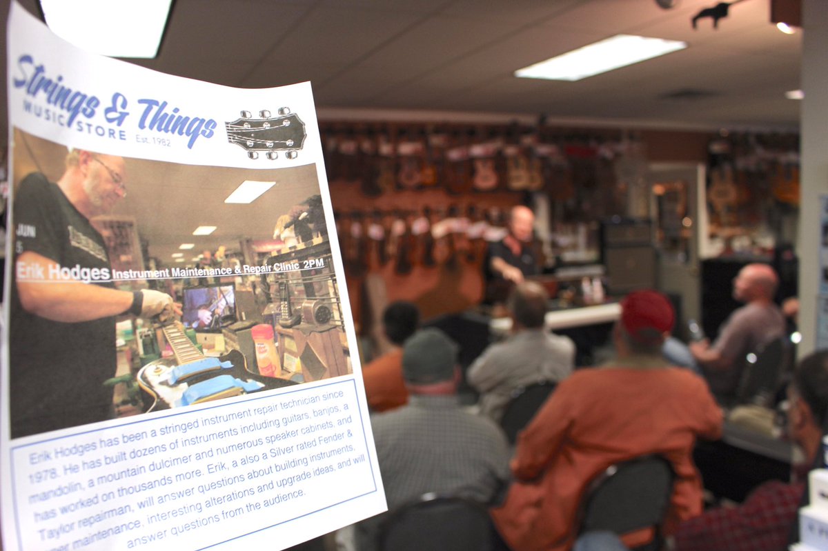 StringsThingsNH's tweet image. Just 4 days until the next free, community music event at @StringsThingsNH co-sponsored by NH Music Collective - “Erik Hodges Guitar Repair Clinic” is on Sunday, April 7, 2pm! #NHMusic #ConcordNH #guitarrepair #freeevent