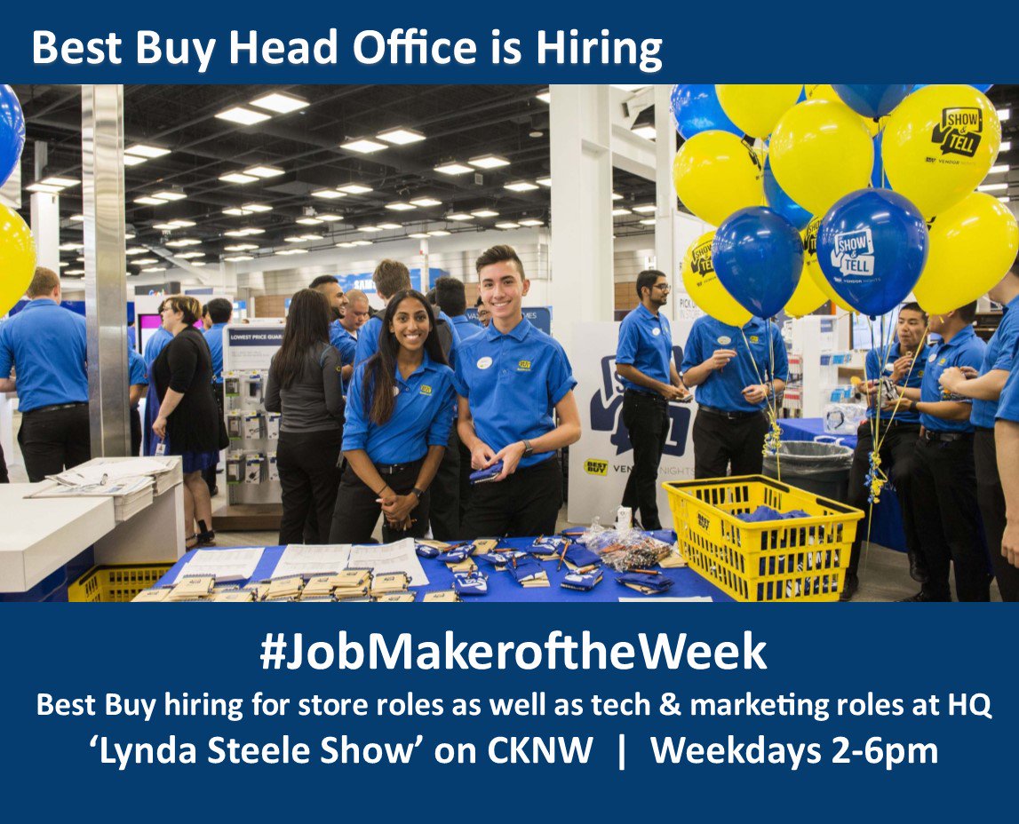 BCLMR's tweet photo. Listen to @steeletalk for the #WorkingontheWestCoast segment at 2:45pm. Today's #JobMakeroftheWeek is @BestBuyCanada hiring Software Developers, DevOps Engineers, Digital Marketers, plus in-store and warehouse roles. To apply: https://t.co/J24G1eNZEr @aspectbc @BCCDA1 @WorkBC https://t.co/opHxOjrs75