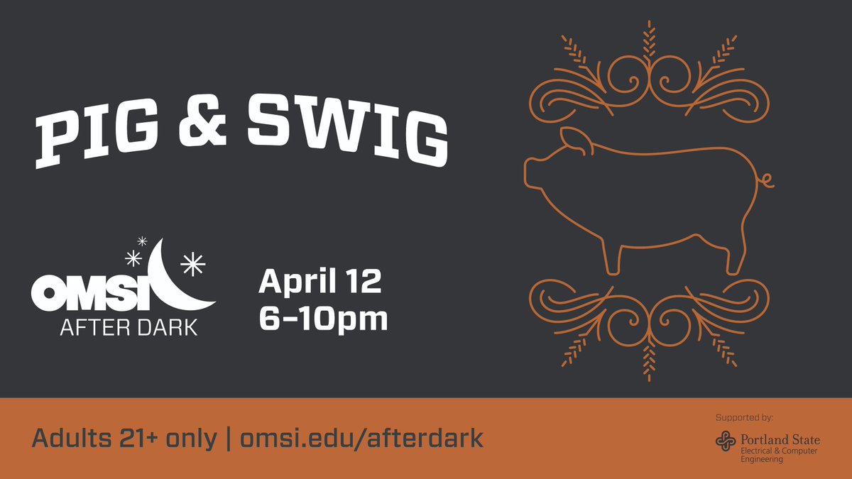 oregon_beers's tweet photo. Enjoy craft bourbon and delicious bites from local artisans at @OMSI After Dark: Pig &amp; Swig April 12! ---> https://t.co/kHDUWDpU2k  Enjoy a drink while learning about robots, tornados, or fossils. https://t.co/nfwDB0ihUM