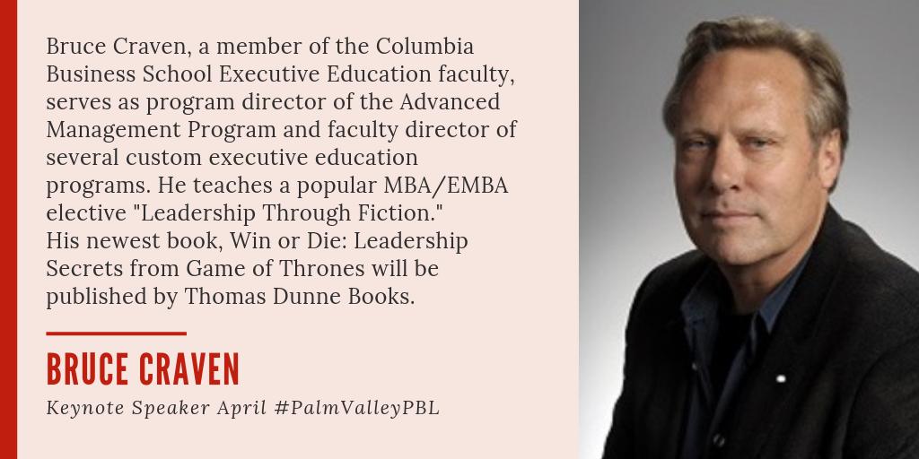 PVSFirebirds's tweet photo. We are excited to introduce you to our April #PalmValleyPBL Guest Speaker: Bruce Craven! Bruce will be presenting two keynote sessions during the afternoon on Thursday, 4/25 of our @PBLWorks conference this month. See you then! #biePBL #PBLWorks #PBLChat https://t.co/rTKQop0D6q