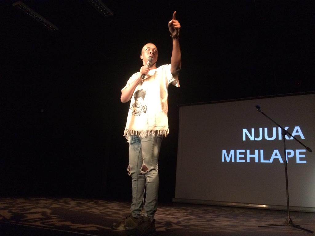 UJArts_Culture's tweet photo. Next up is one of UJ's very own students, @NjukaTheComic  live for the first time on the #OutTheBoxComedy stage &amp; the crowd is impressed with his Nelson Mandela impersonation.
@Goliath_Goliath  @POPArtJHB https://t.co/yxpsRxpGOq