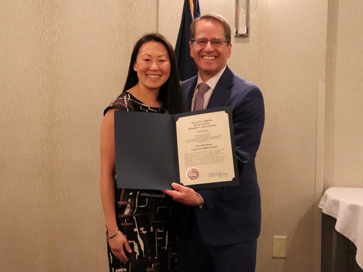 NHDeptEd's tweet photo. English educator Tina Philibotte of Goffstown High School – who also teaches dance – has been nominated for Teacher of the Year in 2020 for the state of New Hampshire. Excellent work! #NHLearns #STOY20 @Goffstown_GHS https://t.co/WuPKUyLqAt