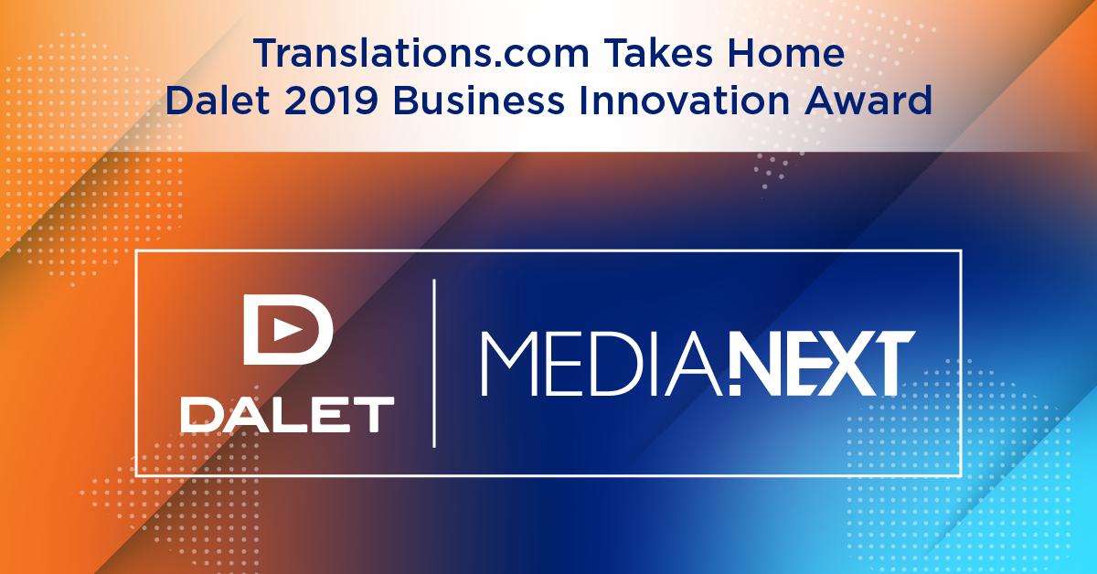 translationscom's tweet photo. We are honored to have received the @DaletTechnology Business Innovation Award for our #MediaNext platform. https://t.co/mPrQWUynfQ https://t.co/rkOXhTUXZK