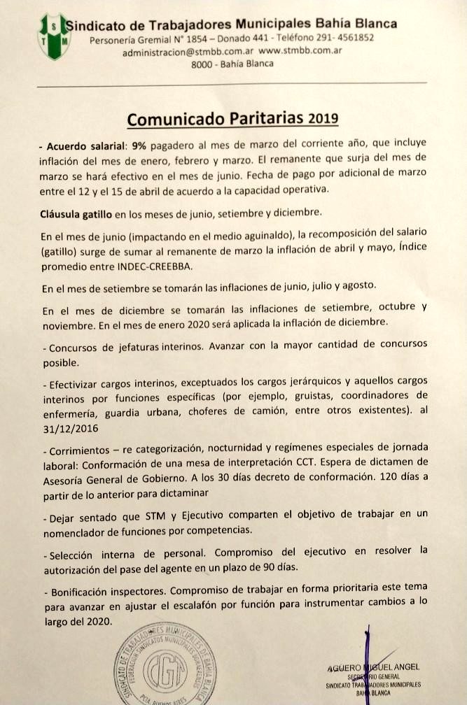 stmbb's tweet photo. 🗣️ COMUNICADO PARITARIAS 2019

@stmbb @Aguero_M_A https://t.co/T9ip2ae50K