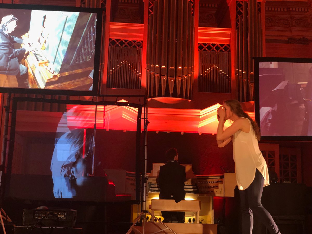 As Monty Python would say “and now for something completely different!” 3 organists in Prague, with dancer and remote dancer in Barcelona #npapw19
Fantastic example of networked performance!