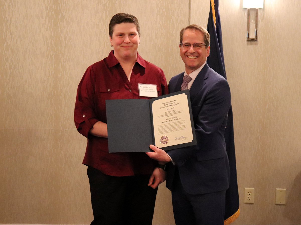 NHDeptEd's tweet photo. Christine Stilwell of Robert J. Lister Academy is a special education and mathematics educator and she’s been nominated to be Teacher of the Year for 2020 in NH. Great job! #NHLearns #STOY20 @Portsschools https://t.co/tp7jBBeJLM