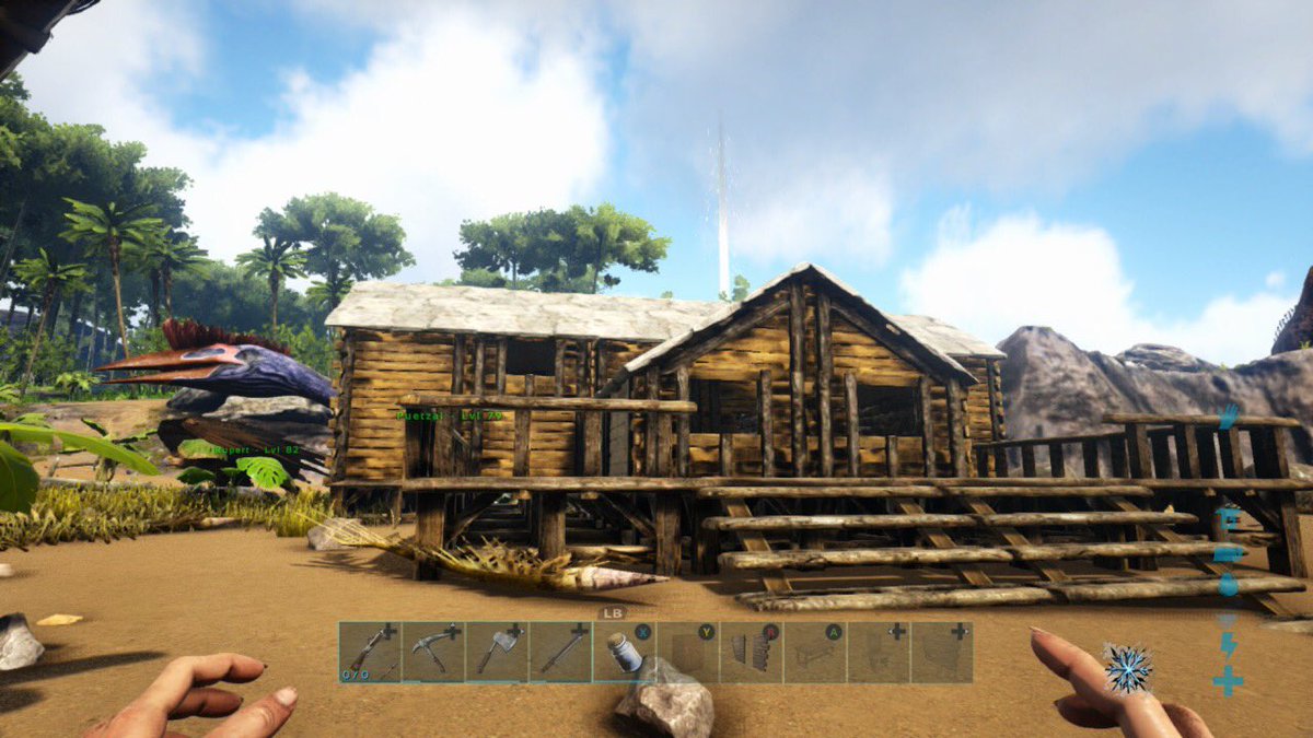 sunfl0waahhh's tweet photo. There’s a #Queztal head coming out of my house 😱😱😂
#ArkSurvivalEvolved #XboxShare https://t.co/F8XBrDsJl9