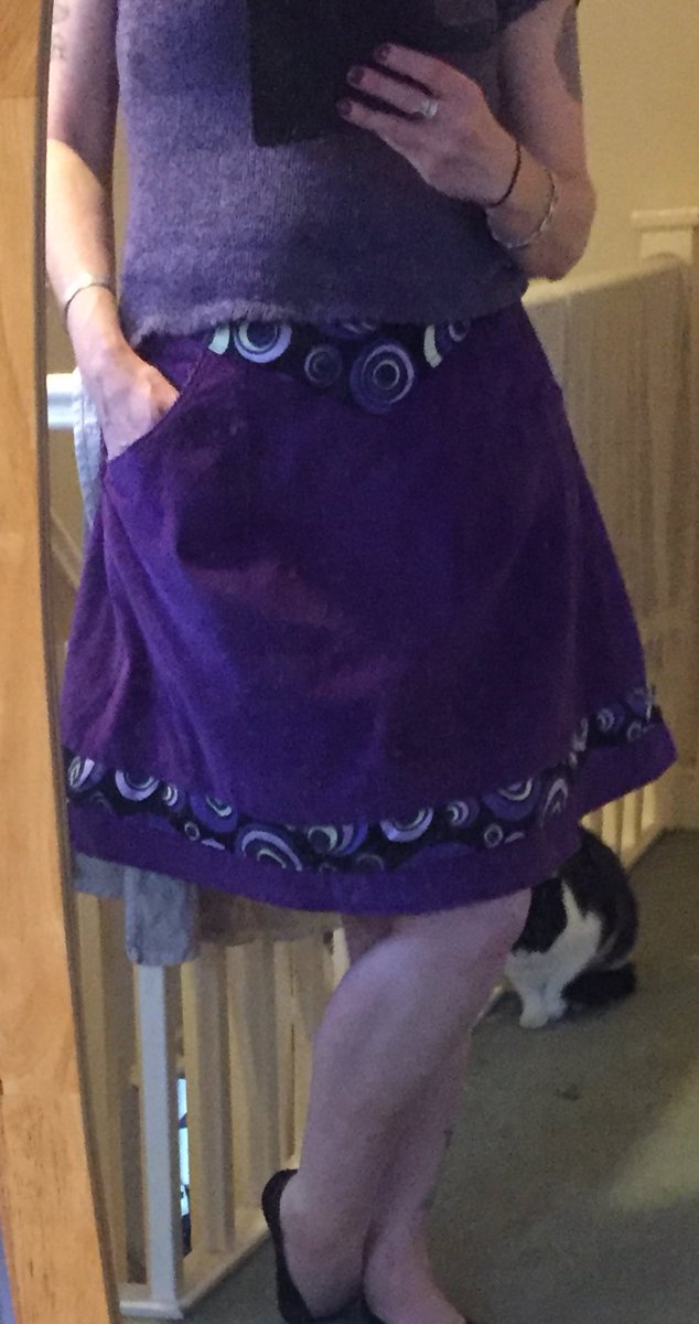 MrsAppletreeman's tweet image. Finished my lovely purple corduroy skirt, complete with pockets & contrast yoke & trim. Really pleased, just tried on for first time & fits perfectly! #sewing #dressmaking #patterndrafting #skirt #purple
