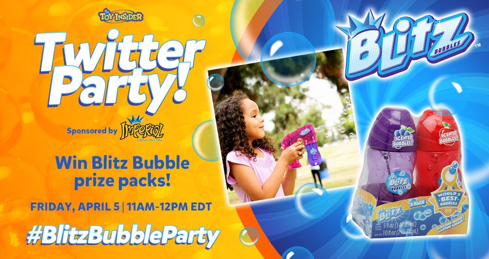 Are you ready to kick off spring and summer fun with <a href="/ImperialToy/">Imperial Toy</a>? Win more #BlitzBubbles prizes this FRIDAY @ 11 am EST! #tweets4toys #BlitzBubbleParty bit.ly/BlitzBubblesRS…