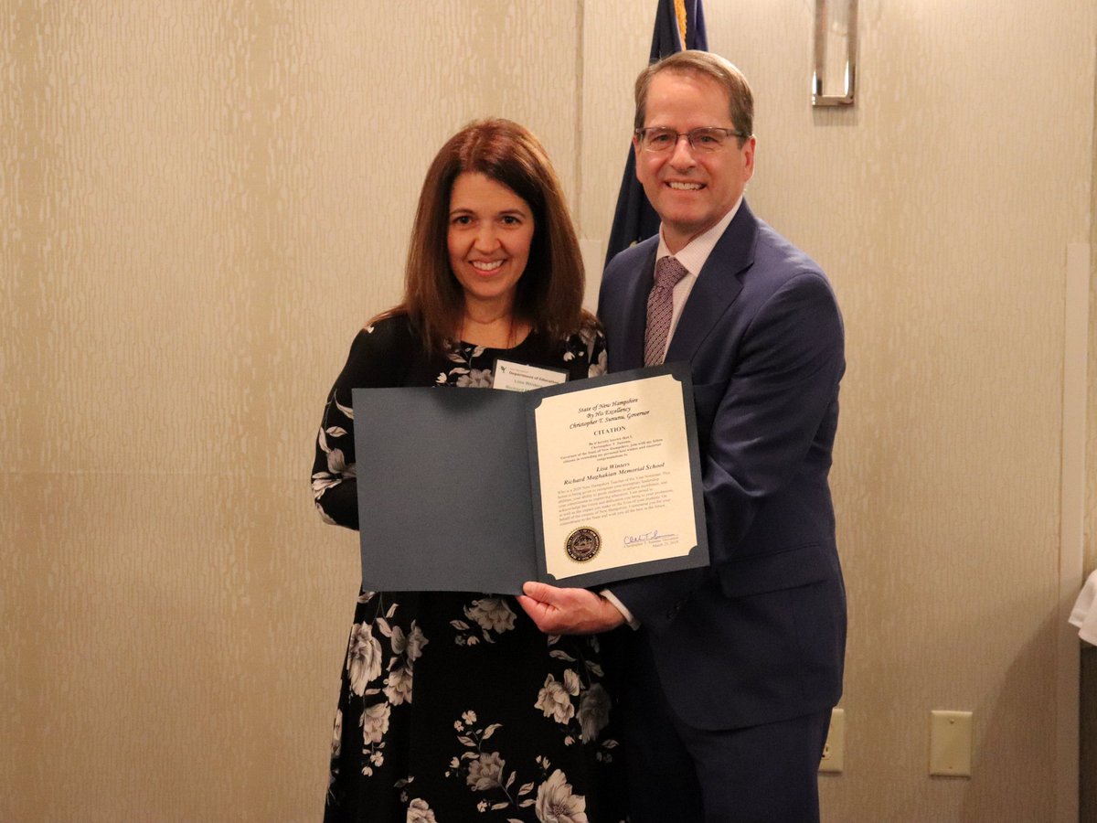 NHDeptEd's tweet photo. Lisa Winters, who teaches K-3 mathematics at the Richard Maghakian Memorial School, has been nominated to be Teacher of the Year for 2020 in NH. Great job! #NHLearns #STOY20 @RMMSBlueJays https://t.co/pJdyFeHUHO