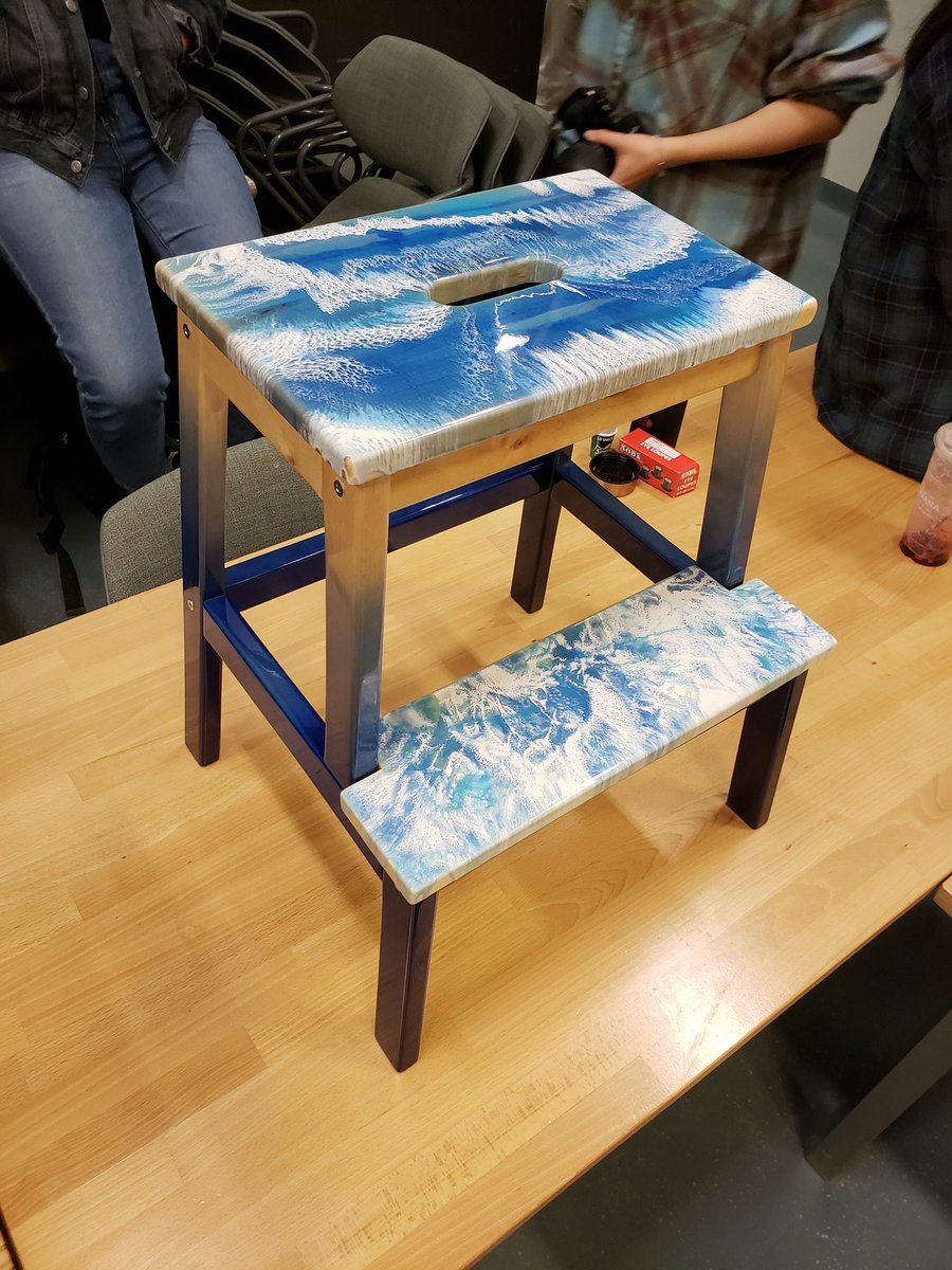 cawpubc's tweet photo. Wood Products Processing Wood finishing students convert a #IKEA Bekvam stool into #furnitureart art. @ubcforestry #woodfinishing @IKEA https://t.co/Y0DIuPL9GC
